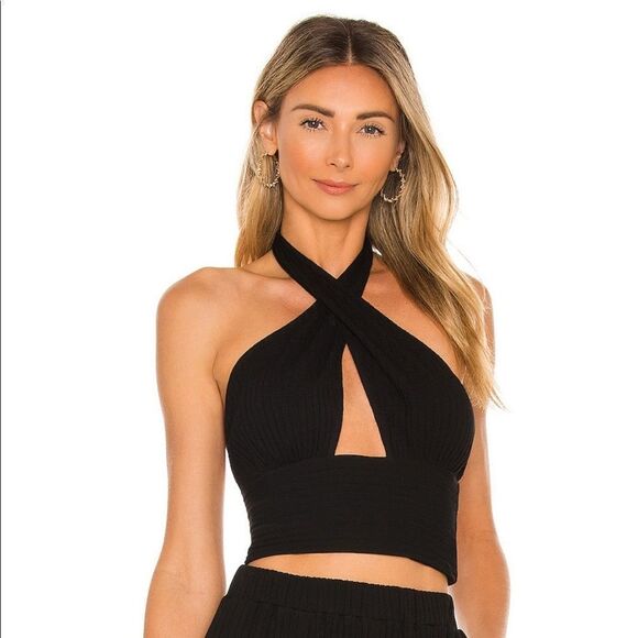 Callahan Black Halter Crop Top - Picture 1 of 5